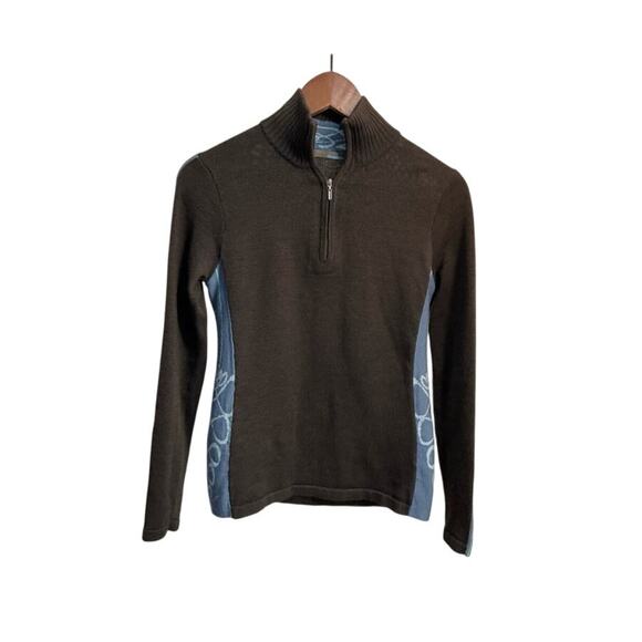 SmartWool Sweater 1/4 Zip Size Small brown Blue Thermal Merino Wool Base Layer - Picture 1 of 7